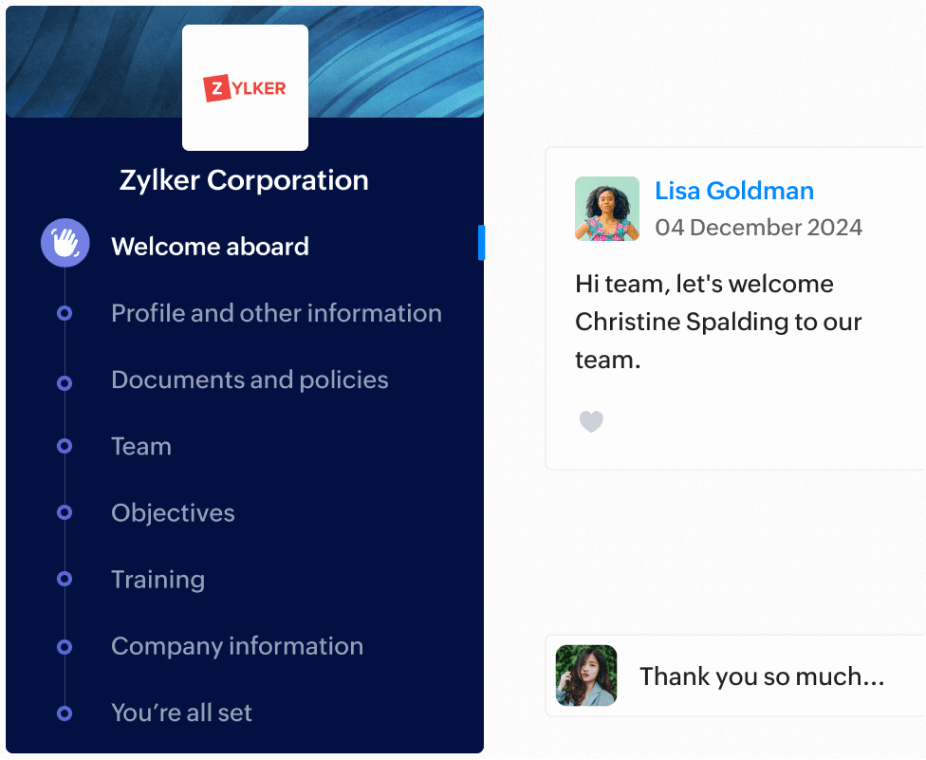 Employee onboarding in Zoho People